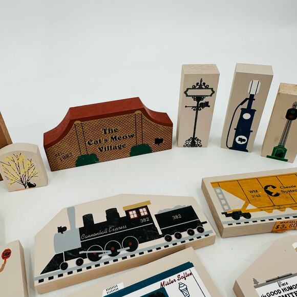 Cats Meow Village Shelf Sitters 80s 90s Faline People Horse & Buggy Train Lot - Picture 3 of 7